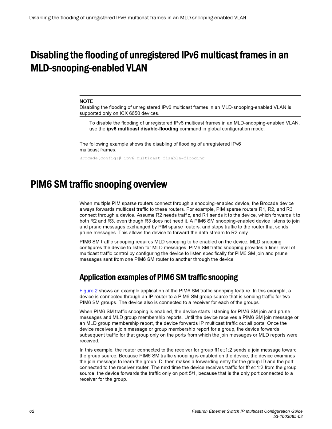 Brocade Communications Systems IPMC5000PEF manual PIM6 SM traffic snooping overview 