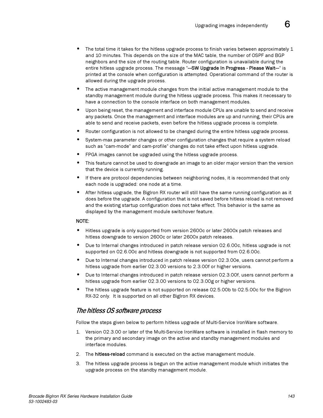 Brocade Communications Systems S3-1002483-03 manual Hitless OS software process 