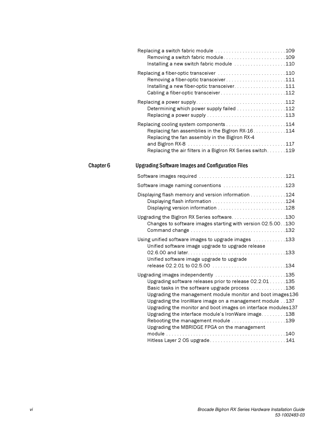 Brocade Communications Systems S3-1002483-03 manual Software images required, 121 