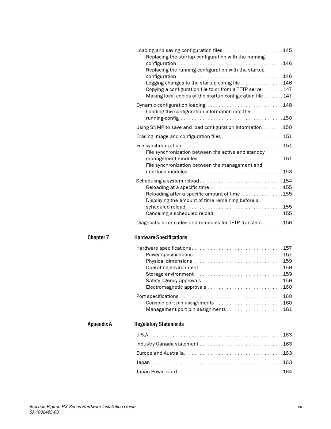 Brocade Communications Systems S3-1002483-03 manual Hardware specifications, Power specifications, Physical dimensions 