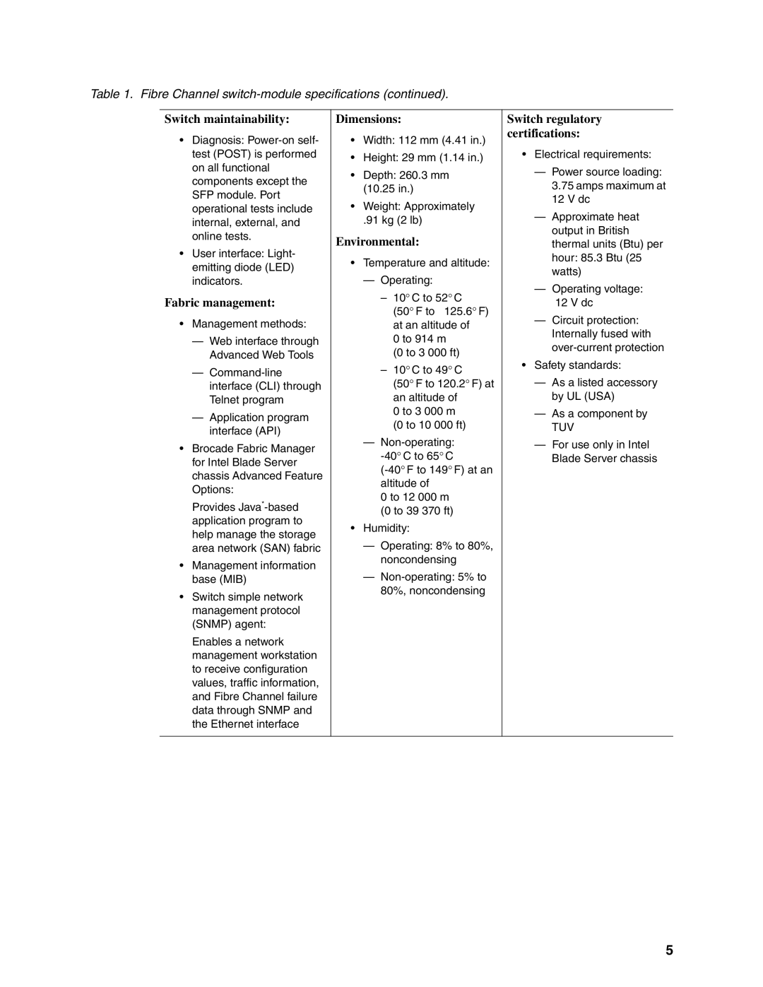 Brocade Communications Systems SBCEBFCSW manual Dimensions 