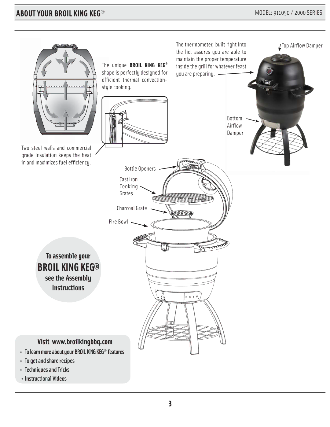 Broil King 911050/ 2000 manual About Your Broil King KEG 