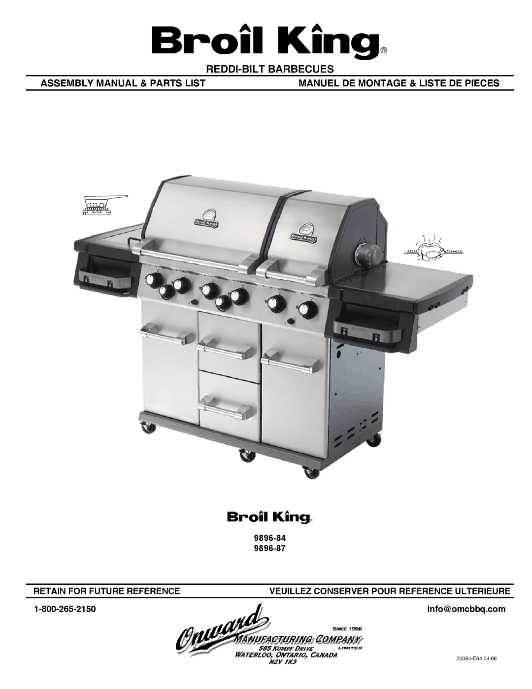 Broil King 9896-87, 9896-84 manual REDDI-BILT Barbecues 