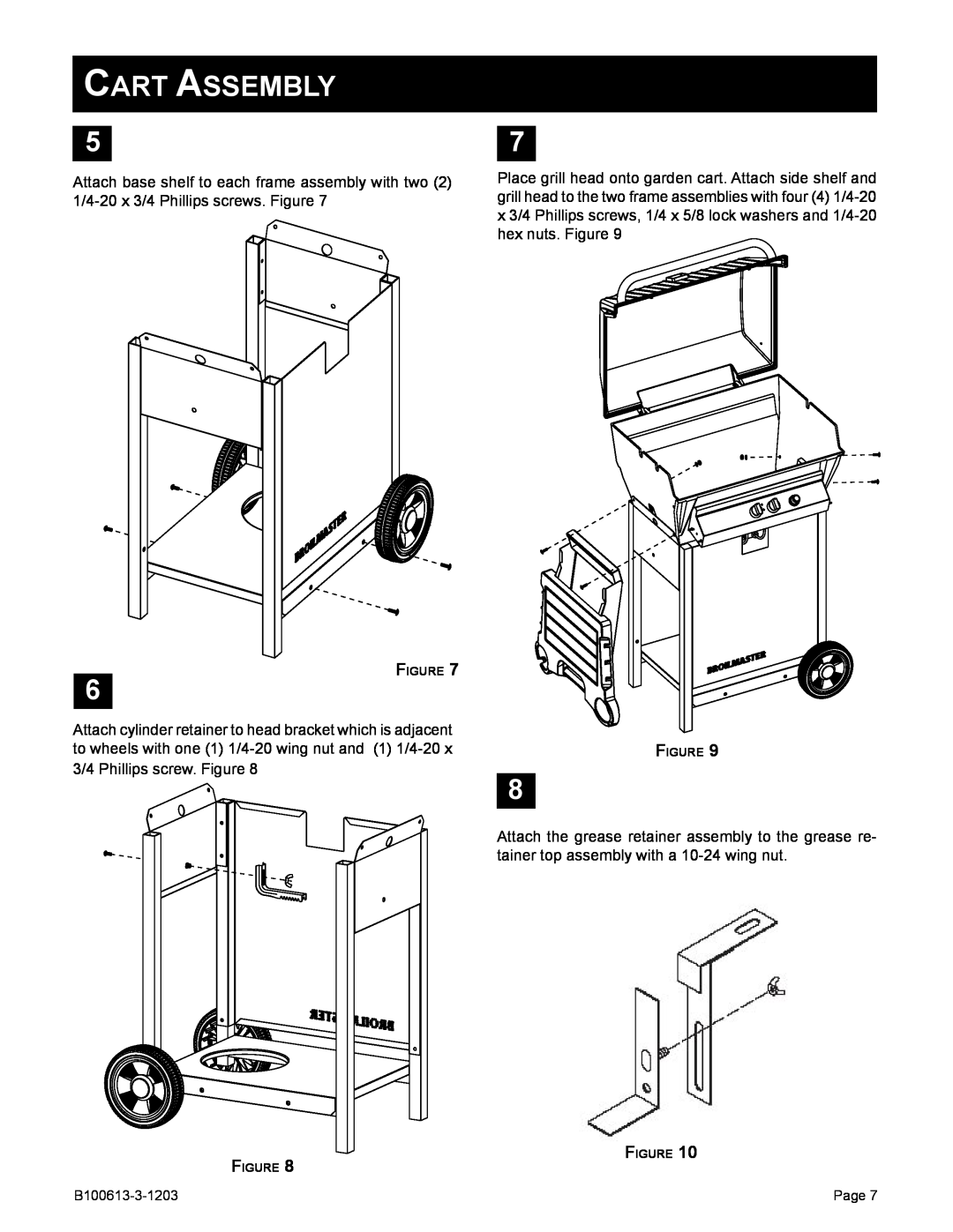Broilmaster B100613-3-1203 owner manual Cart Assembly 