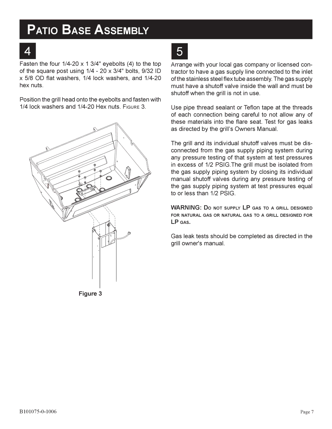 Broilmaster BPB26-1 owner manual Lp Gas 