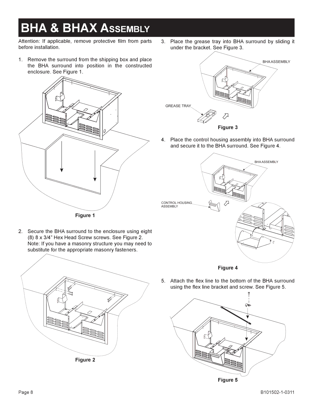 Broilmaster BHA-1, BSA-1, BRB-1, BHAX-1, BDA-1, BBA-1 owner manual BHA & Bhax Assembly 