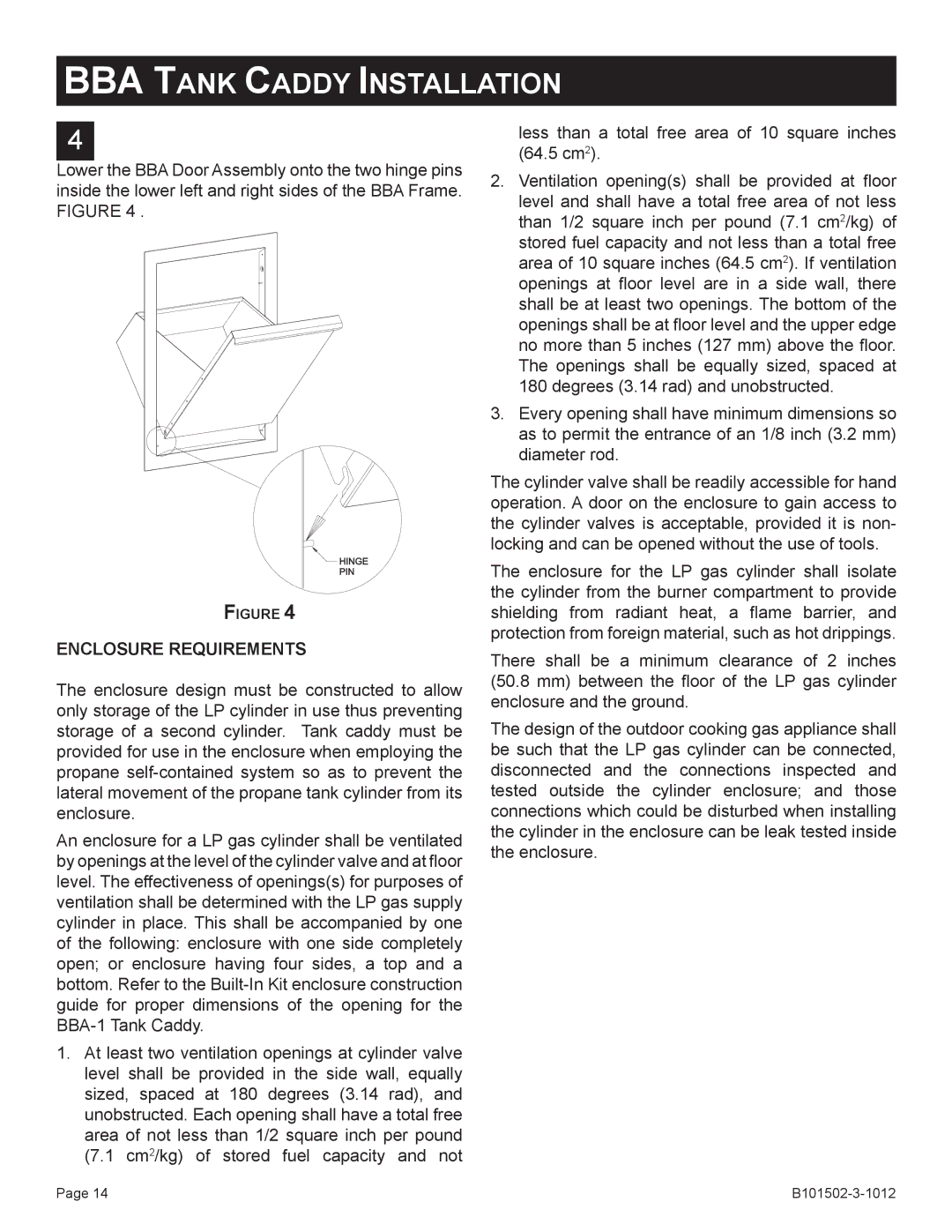 Broilmaster BBA-1, BSA-1, BRB-1, BHAX-1, BDA-1 owner manual Enclosure Requirements 