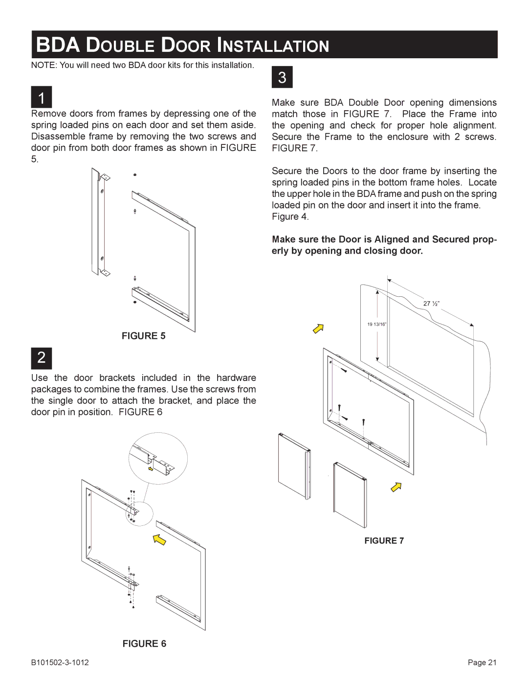 Broilmaster BRB-1, BSA-1, BHAX-1, BDA-1, BBA-1 owner manual BDA Double Door Installation 