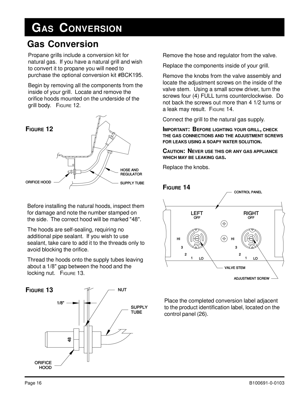 Broilmaster D4-1, D3-1 owner manual Gas Conversion 