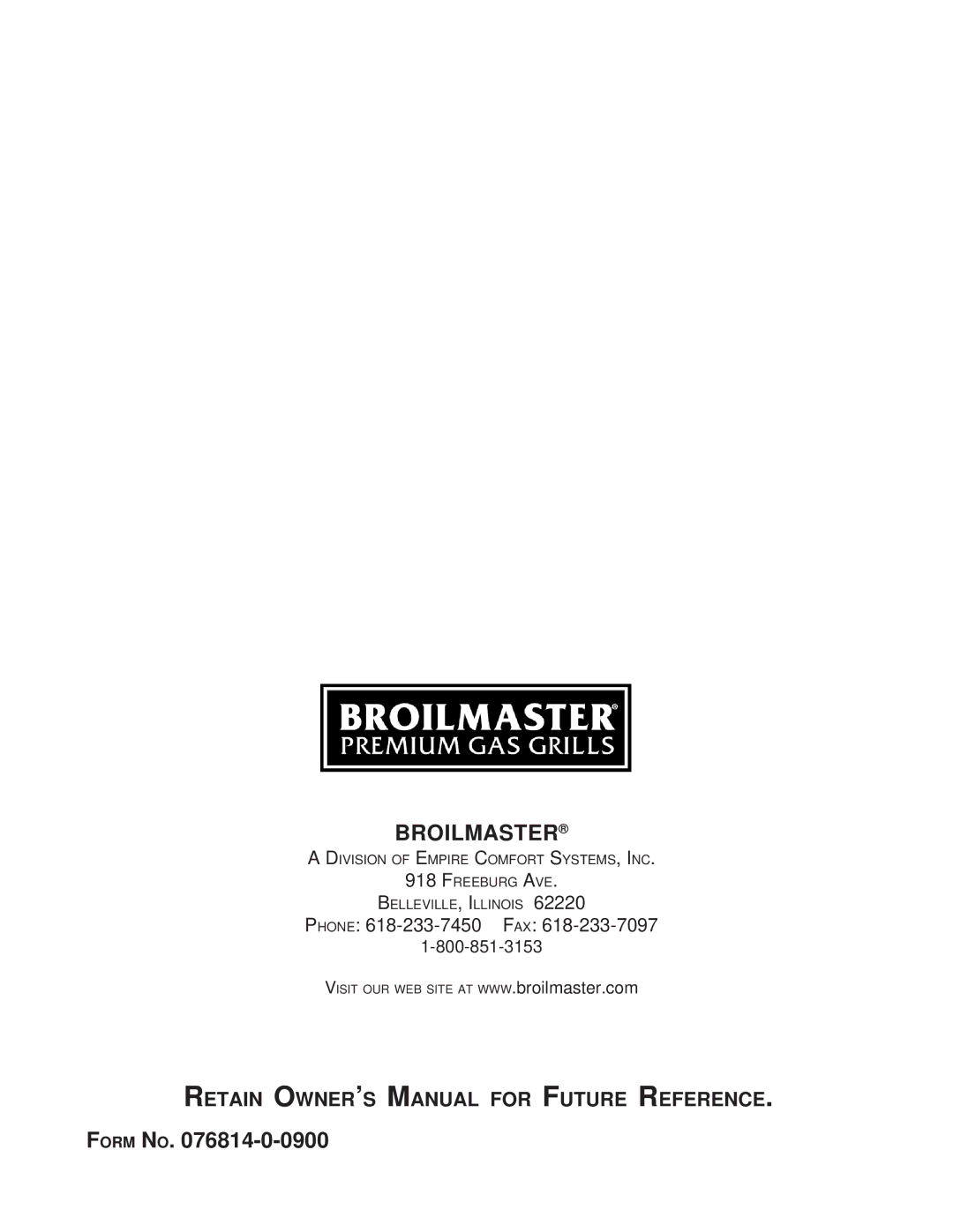 Broilmaster U48, DC, U26SS, PB, PC, AND P48 owner manual Broilmaster 