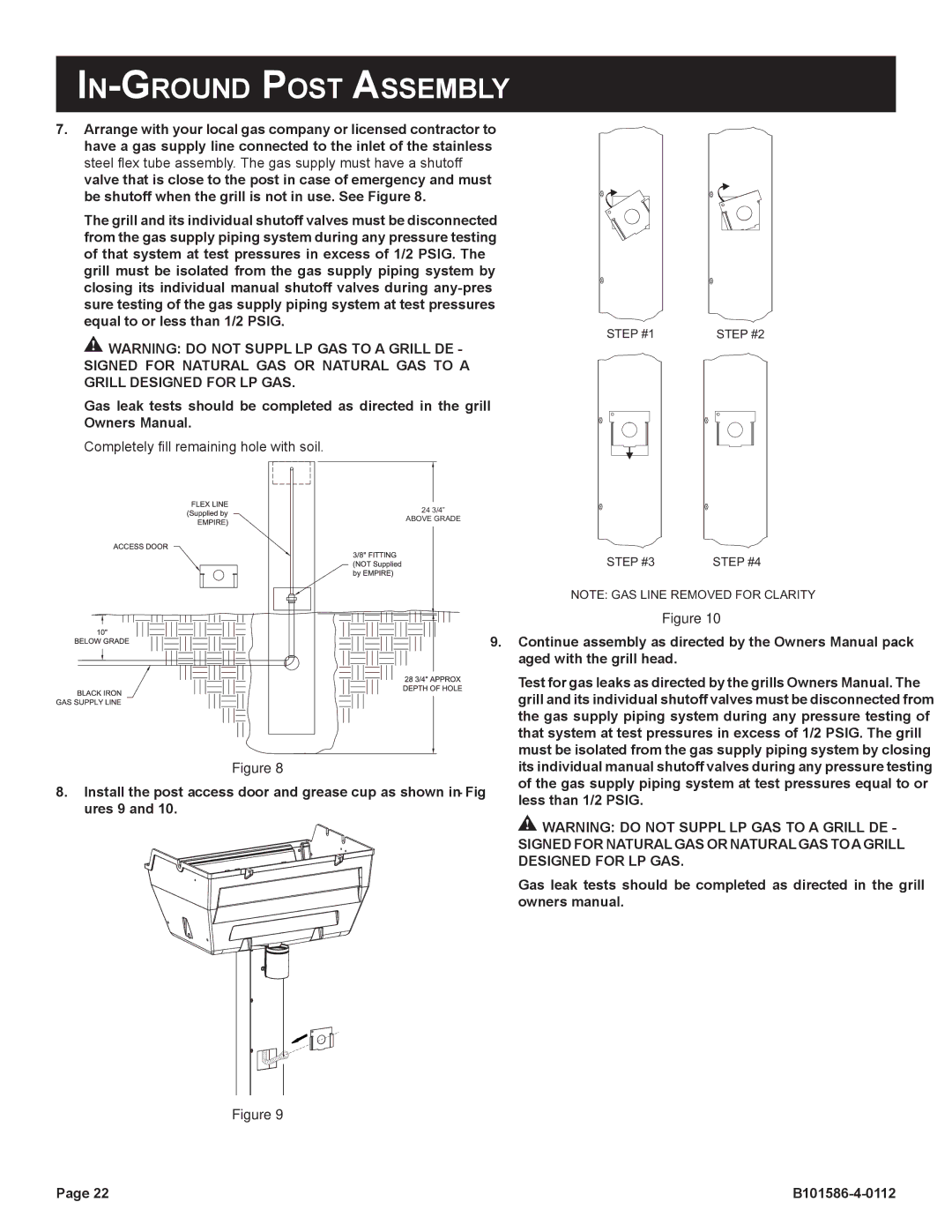 Broilmaster B101652, DCB1-2, SS26P-1, SS48G-1, PCB1-2, BL26P-1, BL48G-1, B101586-4-0112 owner manual Step #1 