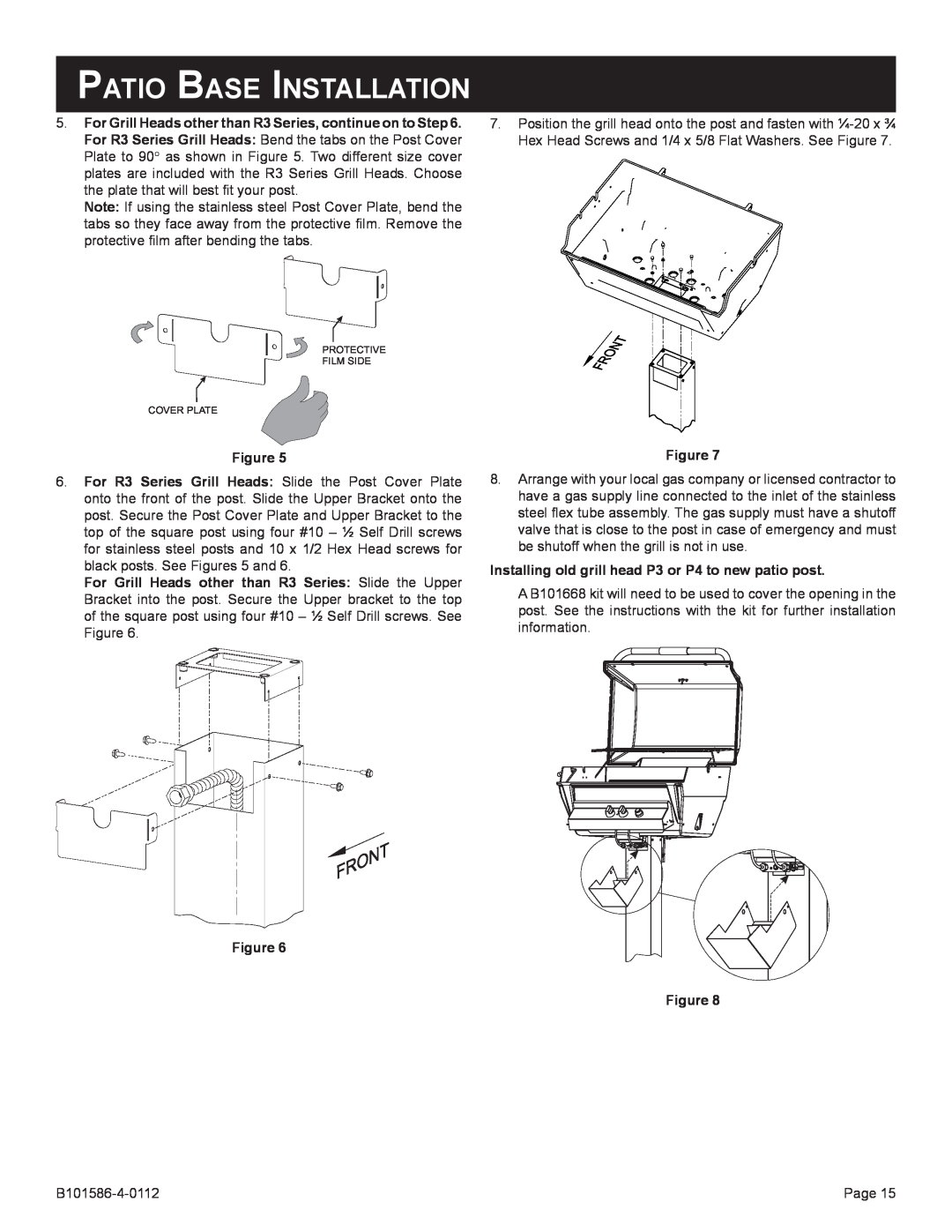 Broilmaster B101586-4-0112, DCB1-2, SS26P-1 Patio Base Installation, Installing old grill head P3 or P4 to new patio post 