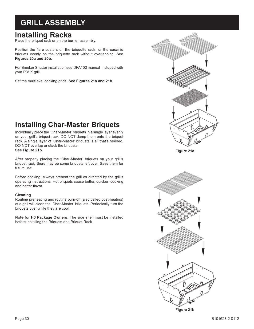 Broilmaster H4PK-1, H4XN-1, H3XPK-1, H3XN-1, H3X-1, H4X-1, P4XN-1, P4X-1, P4XF-1, P3XFN-1, P3XN-1 Installing Racks, See b, Cleaning 