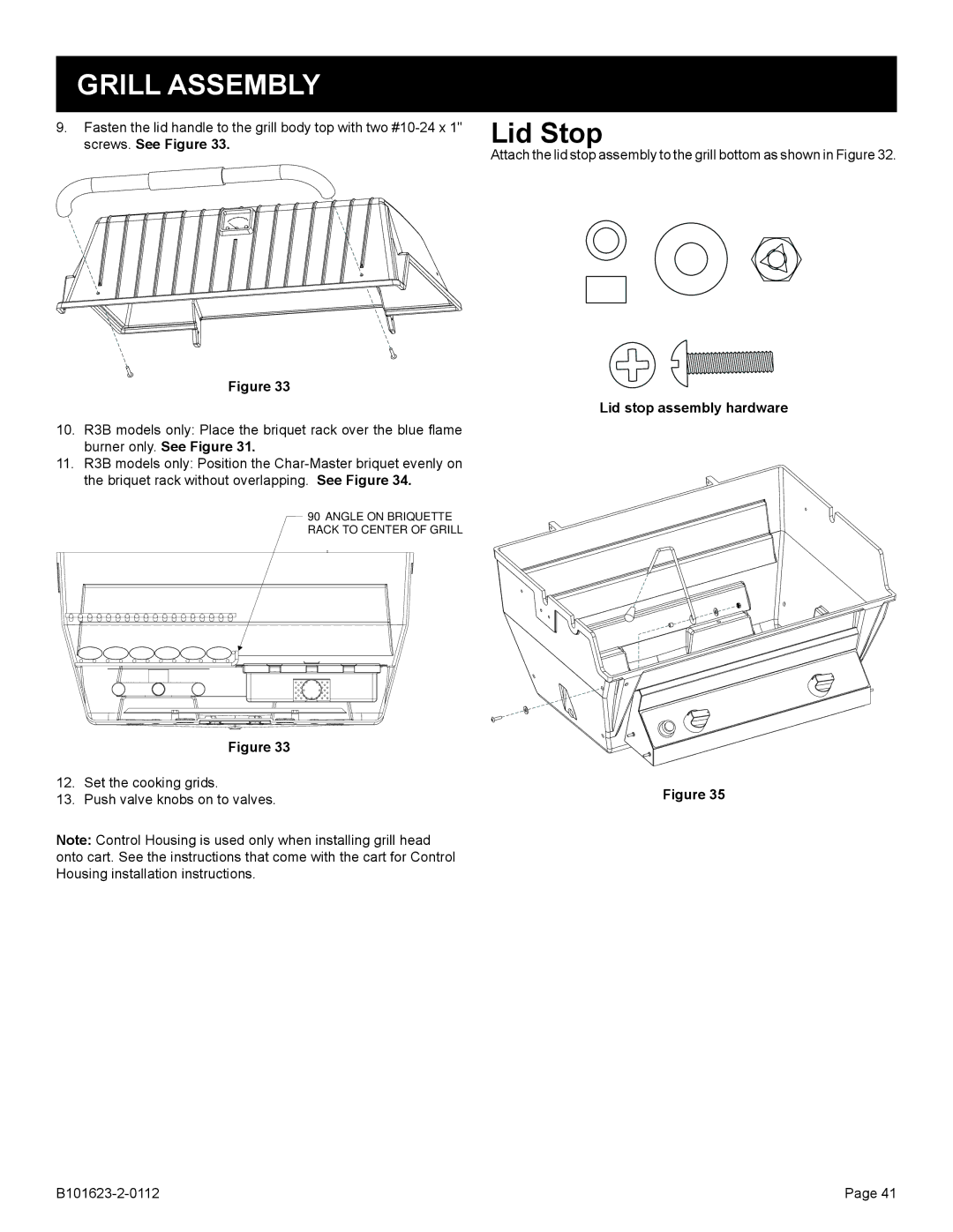 Broilmaster P3SX-1, H4XN-1, H3XPK-1, H4PK-1, H3XN-1, H3X-1, H4X-1, P4XN-1, P4X-1, P4XF-1 manual Lid Stop, Lid stop assembly hardware 