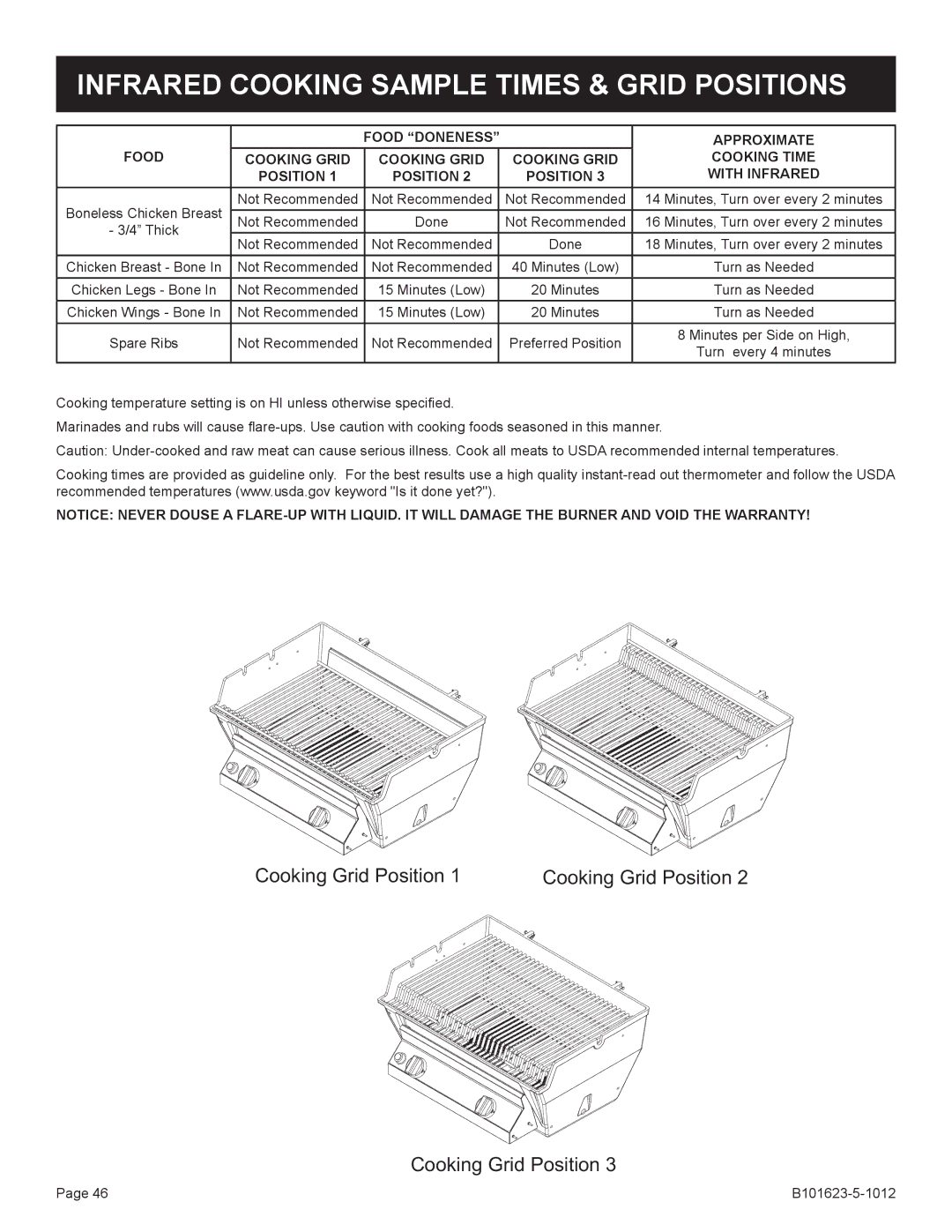 Broilmaster H4X-1, H4XN-1, H4PK-1 SERIES, H3XPK-1, H3XN-1, P4XN-1, P4X-1, P4XF-1, P3XFN-1, P3XN-1, P3SXN-1 Cooking Grid Position 