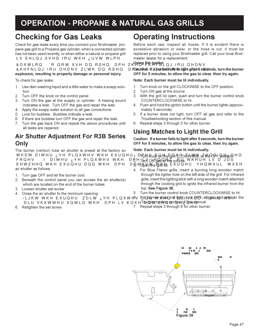 Broilmaster P4XN-1, H4XN-1, H4PK-1 SERIES, H3XPK-1, H3XN-1 manual Air Shutter Adjustment For R3B Series Only, Using the Ignitor 