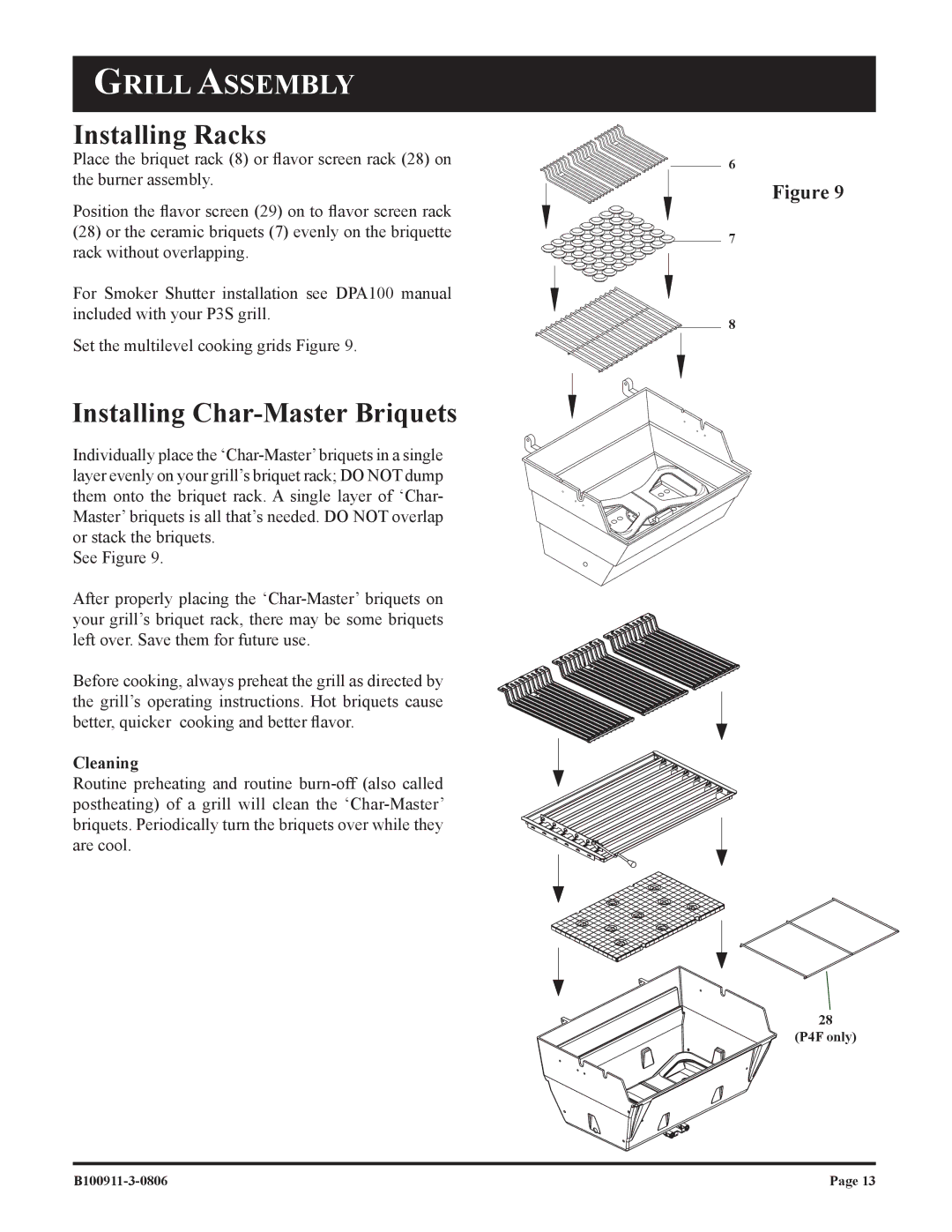 Broilmaster P4-1, P3-1 owner manual Installing Racks, Installing Char-Master Briquets 