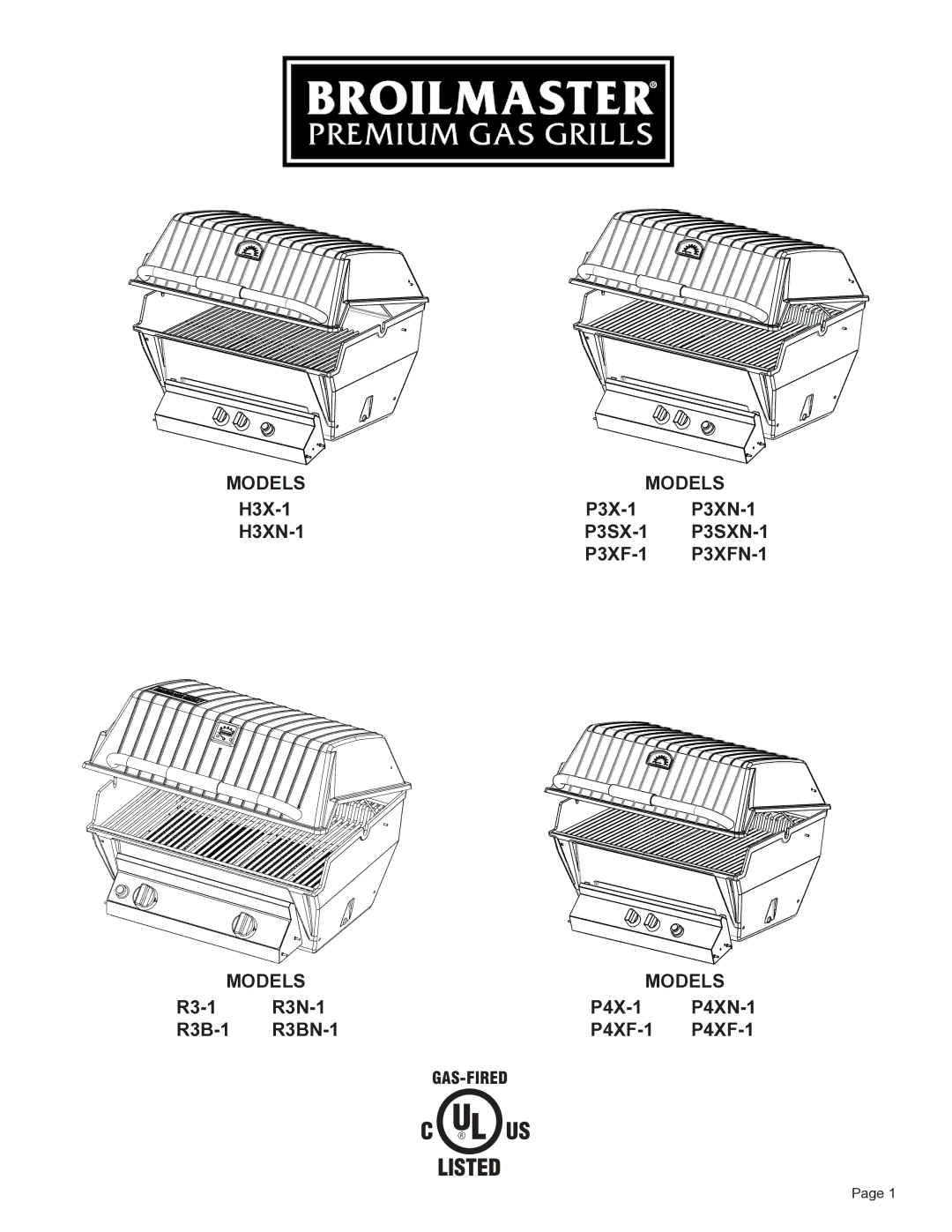 Broilmaster P3SXN-1 manual Models 