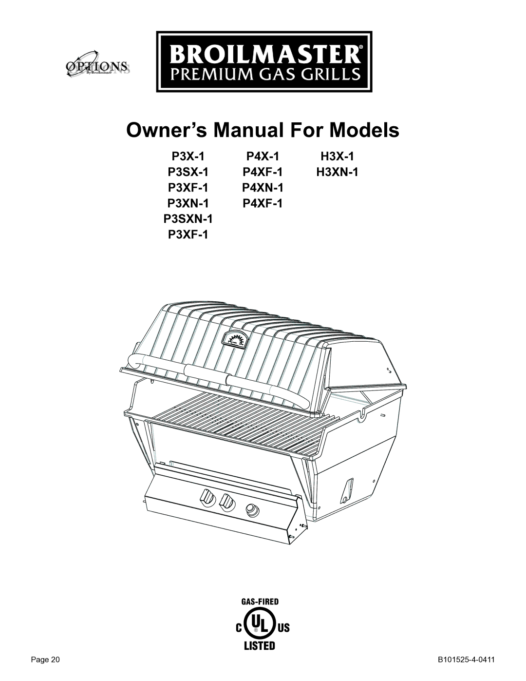 Broilmaster P3SXN-1 manual P3XF-1 