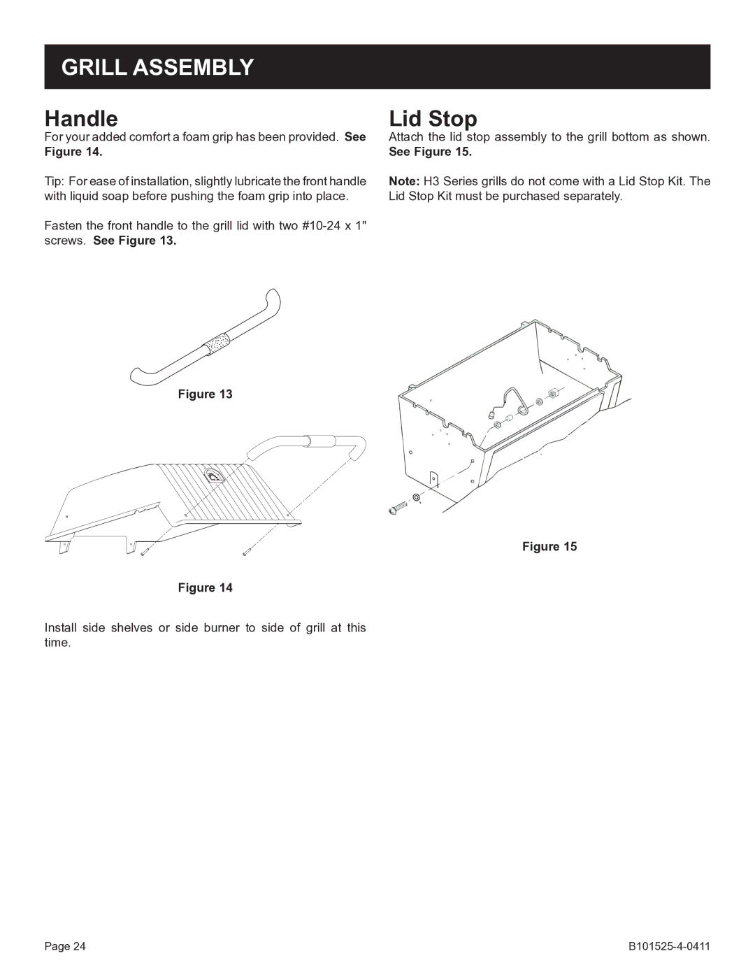 Broilmaster P3SXN-1 manual Handle Lid Stop, Screws. See Figure 