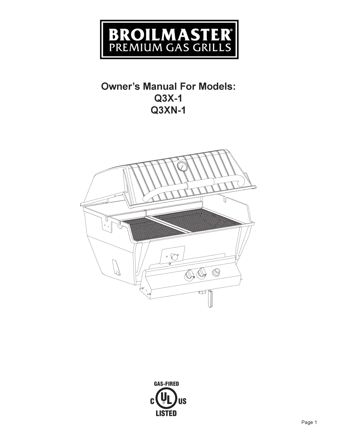 Broilmaster owner manual Q3X-1 Q3XN-1 