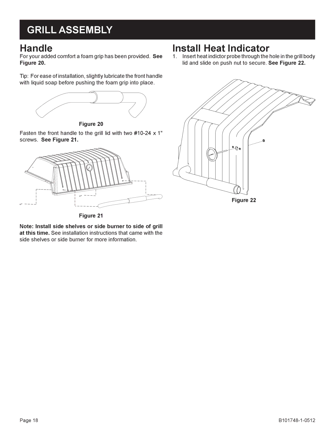 Broilmaster Q3XN-1 owner manual Handle Install Heat Indicator 