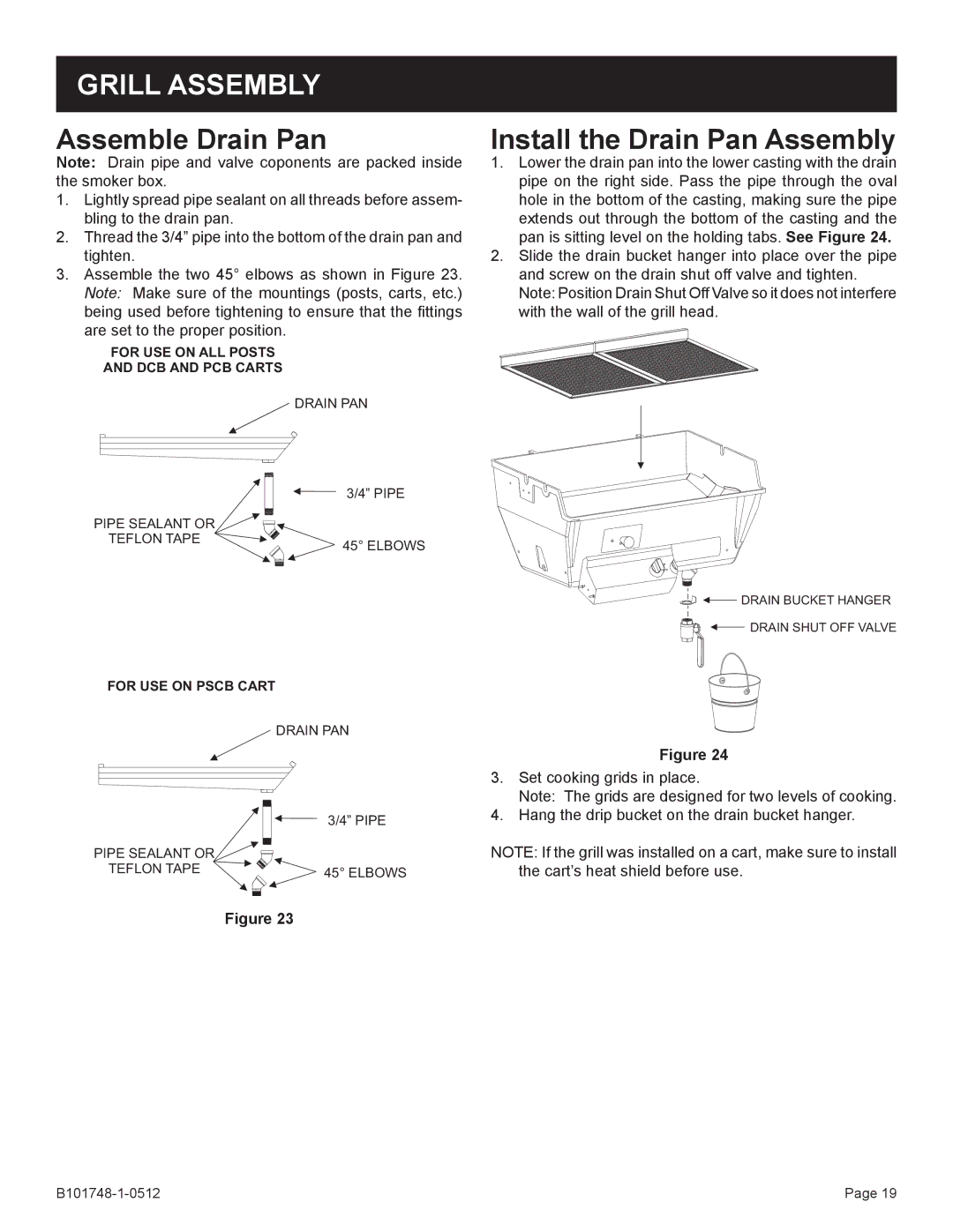 Broilmaster Q3XN-1 owner manual Assemble Drain Pan, Install the Drain Pan Assembly 