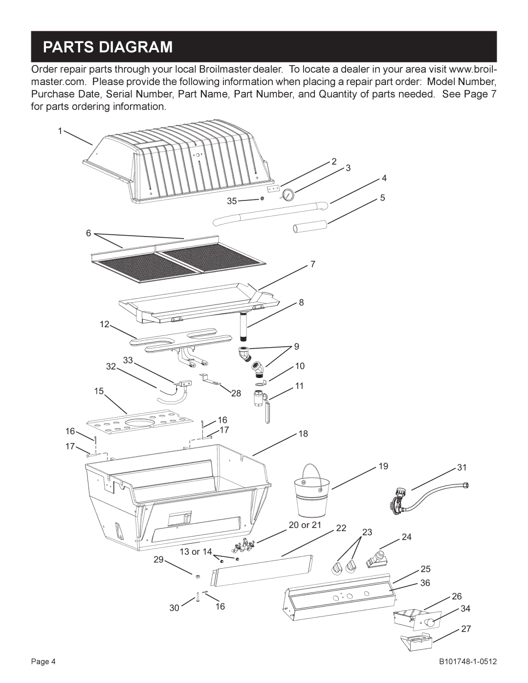 Broilmaster Q3XN-1 owner manual Parts Diagram 