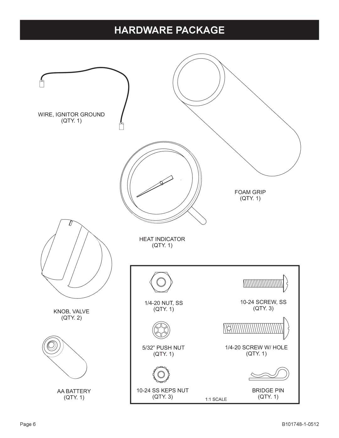 Broilmaster Q3XN-1 owner manual Hardware Package 