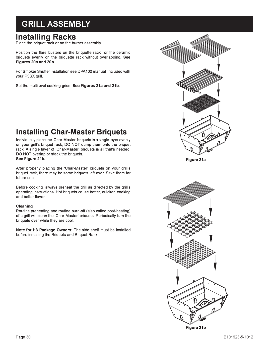 Broilmaster R3-1, P4XFN-1 manual Installing Racks, Installing Char-Master Briquets, Grill Assembly 