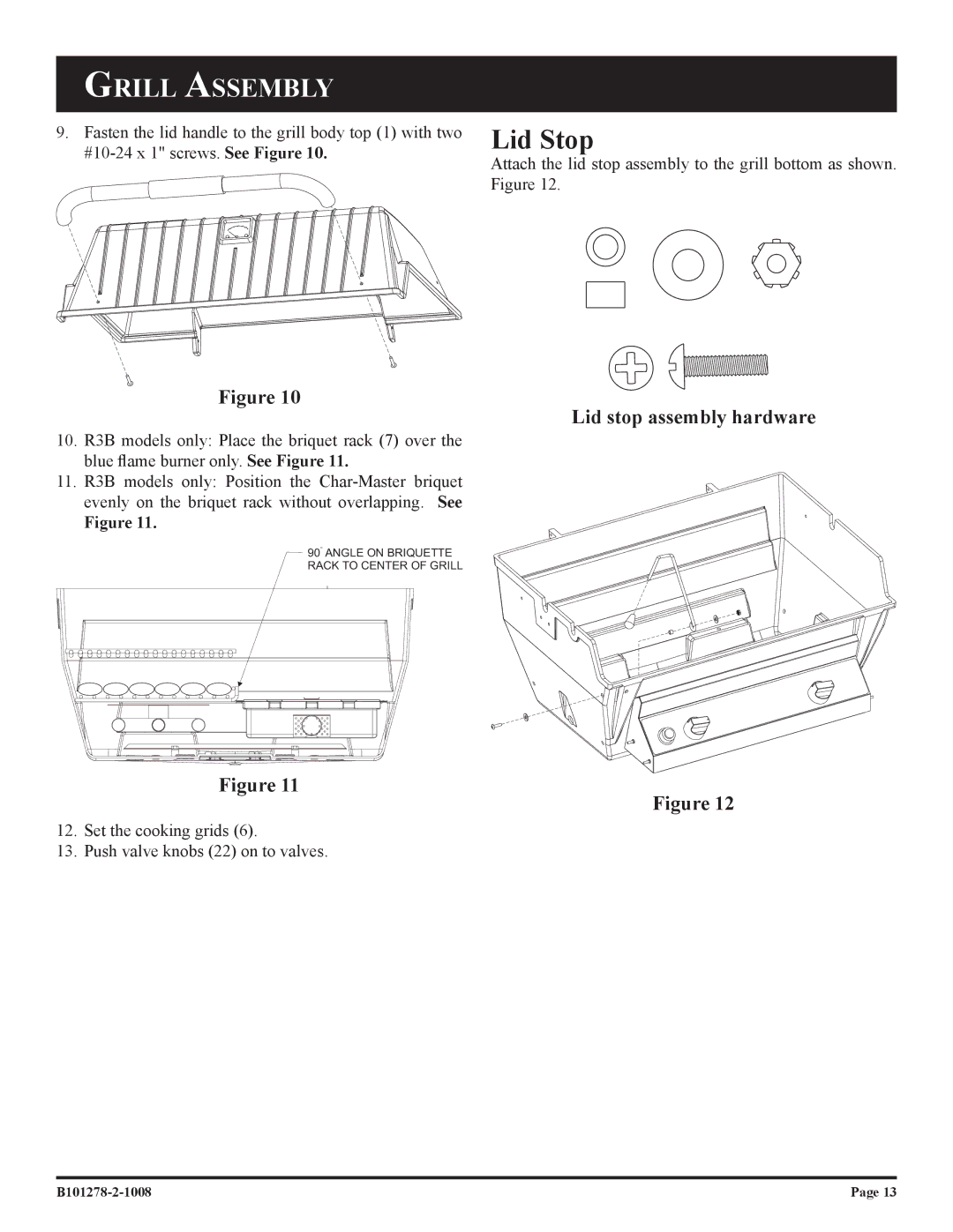 Broilmaster R3-1, R3N-1, R3BN-1, R3B-1 owner manual Lid Stop 