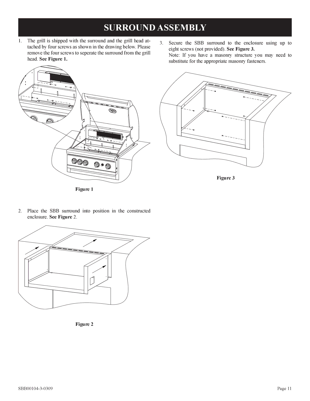 Broilmaster SBB2804-1 owner manual Surround Assembly 