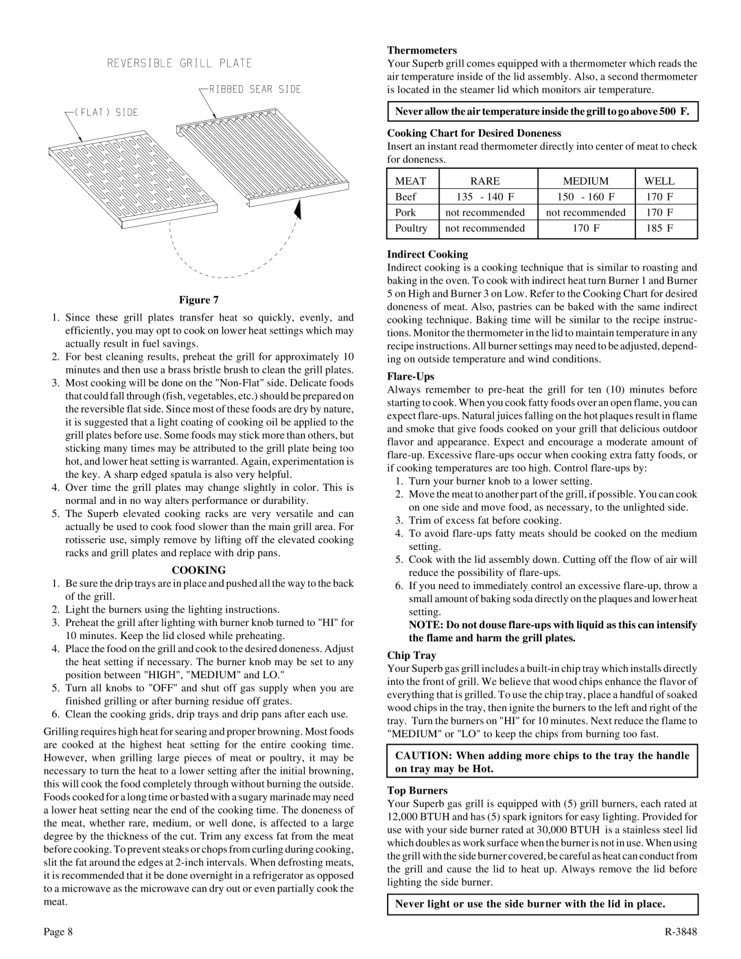 Broilmaster SSG-36 installation instructions Cooking 