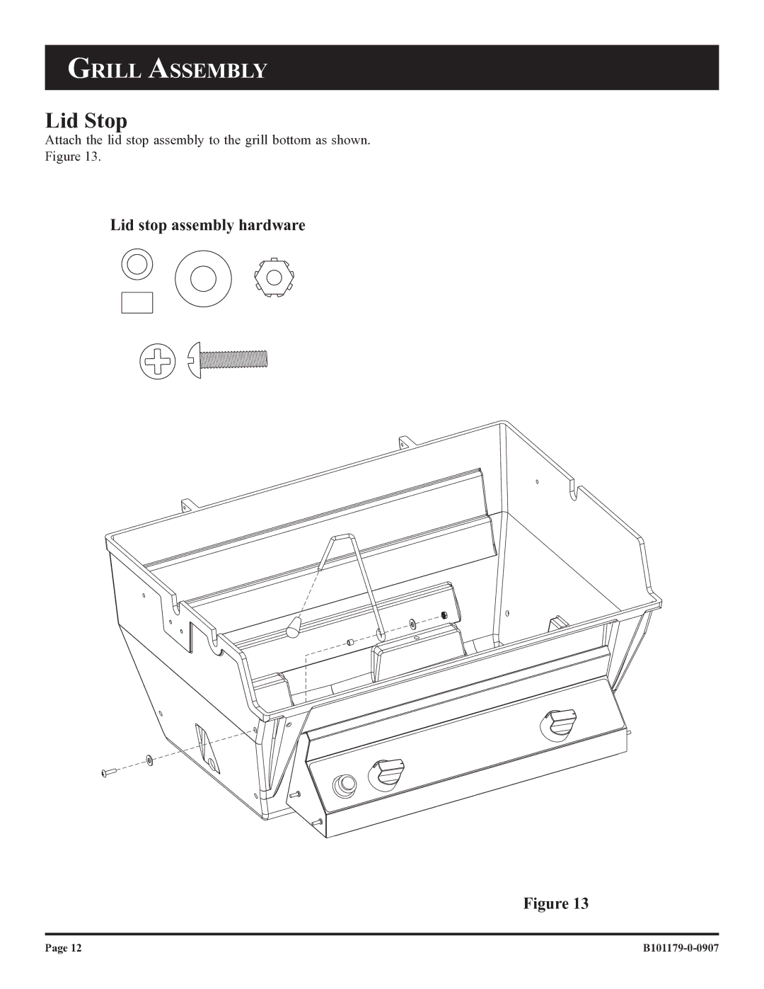 Broilmaster T3CAN, T3CFN owner manual Lid Stop 