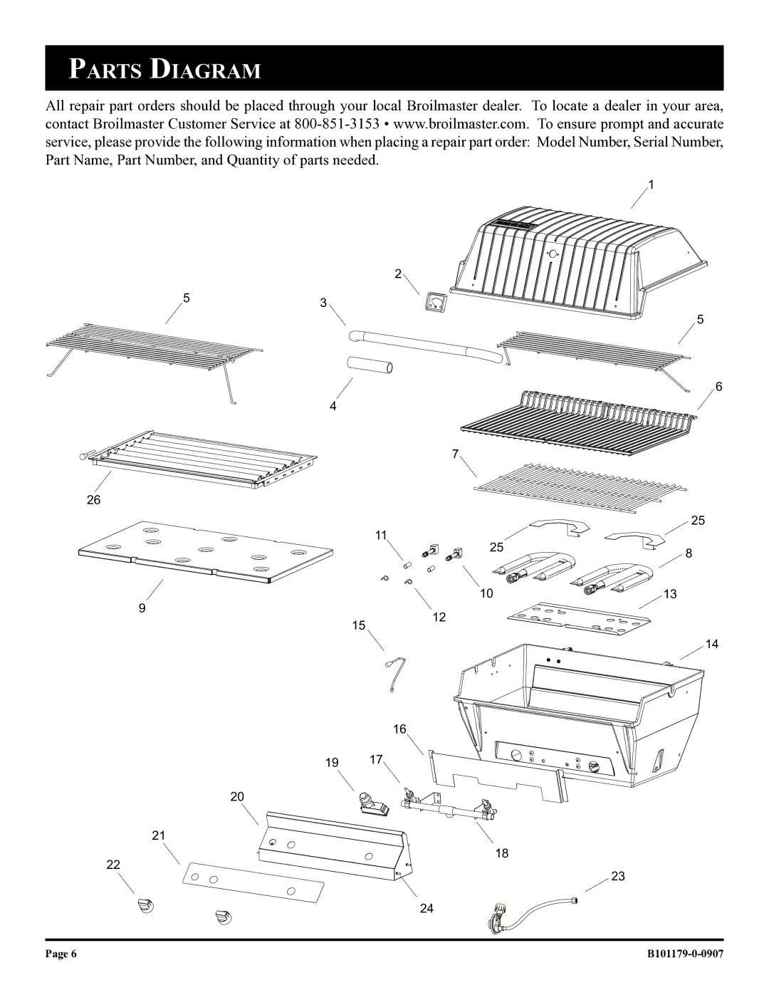 Broilmaster T3CAN, T3CFN owner manual Parts Diagram 