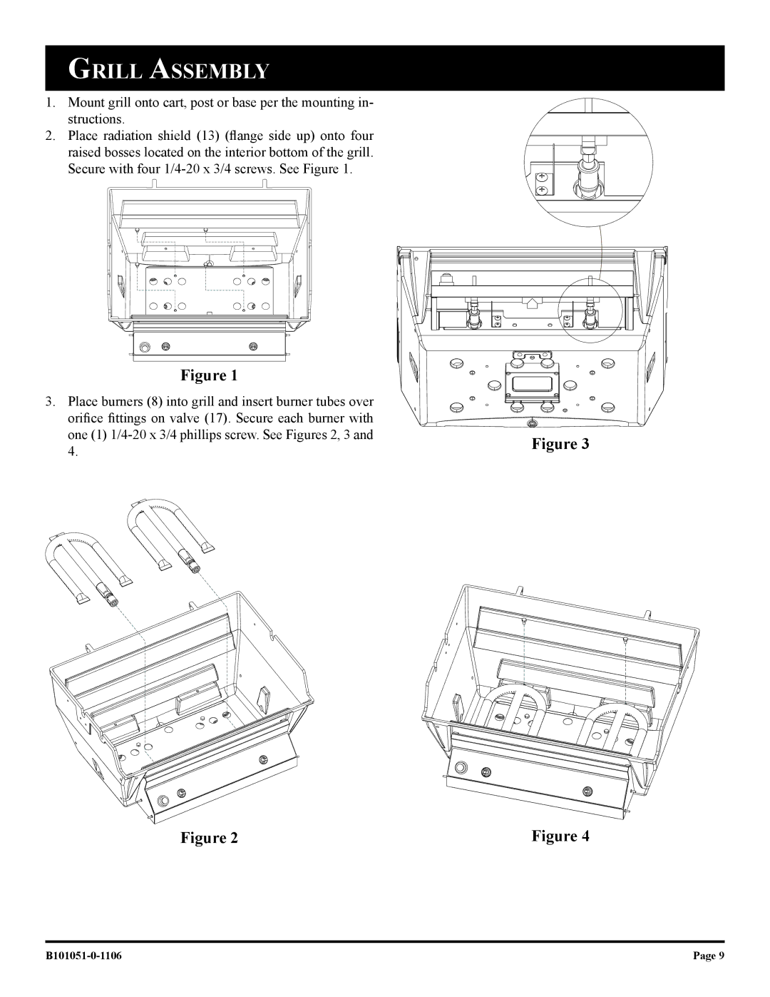 Broilmaster T3CN-1 T3CF-1, T3CFN-1, T3N-1 T3C-1, T3-1 owner manual Grill Assembly 