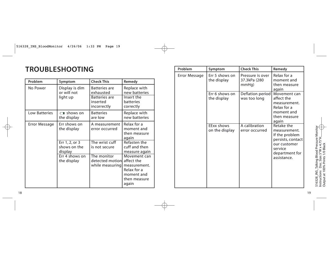 Brookstone 516328 manual Troubleshooting 