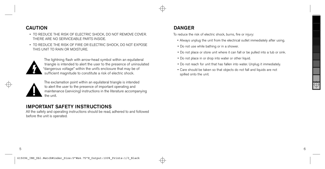 Brookstone 618009 manual Important Safety Instructions 