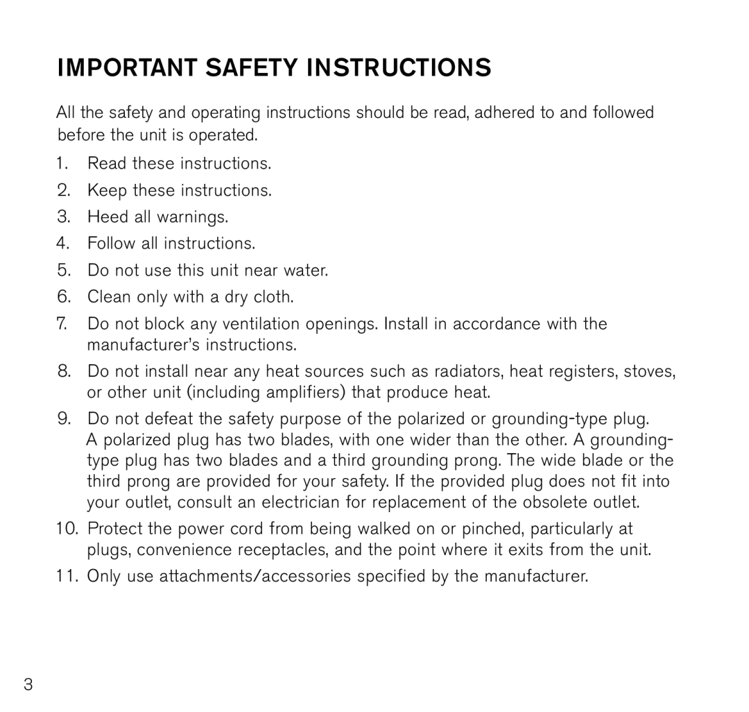 Brookstone 643403 manual Important Safety Instructions 