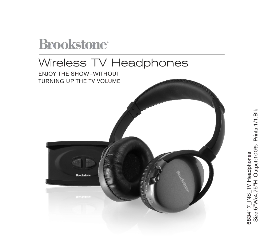 Brookstone 683417 manual Wireless TV Headphones 