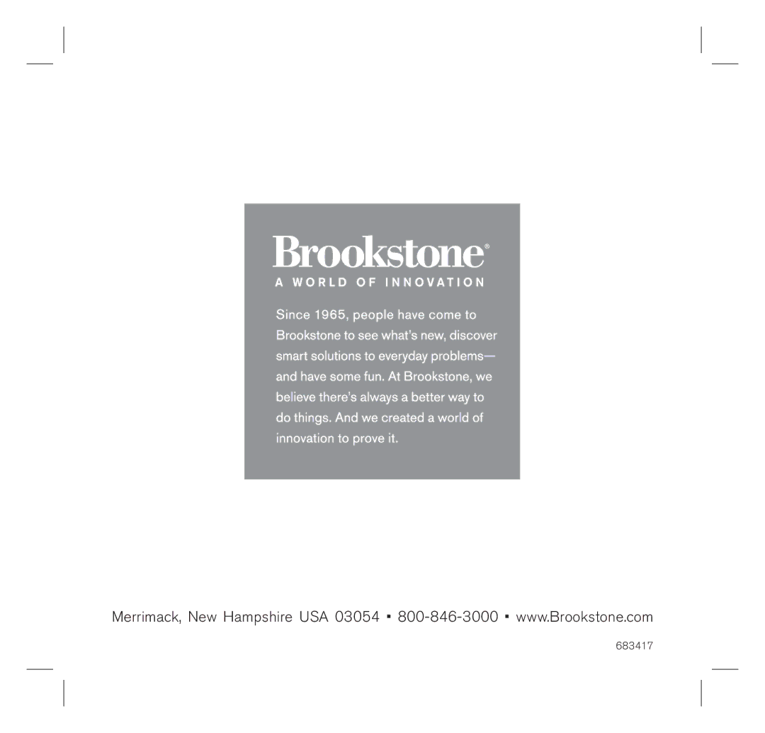 Brookstone 683417 manual 