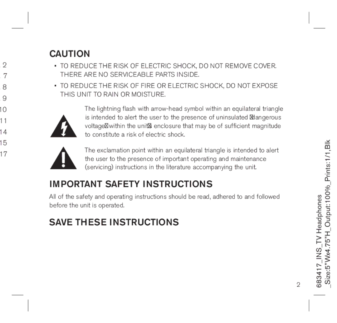 Brookstone 683417 manual Important Safety Instructions 