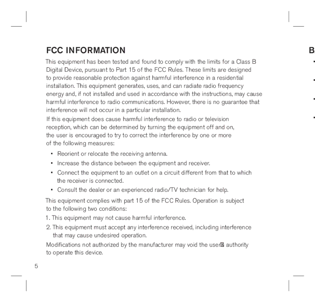 Brookstone 683417 manual FCC Information 