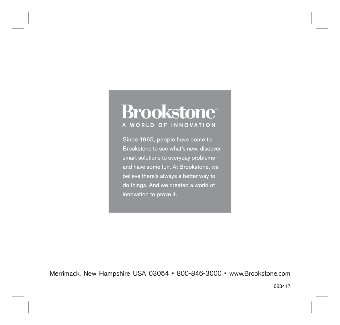 Brookstone 683417 manual 