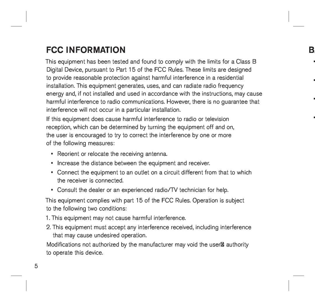 Brookstone 683417 manual Fcc Information 