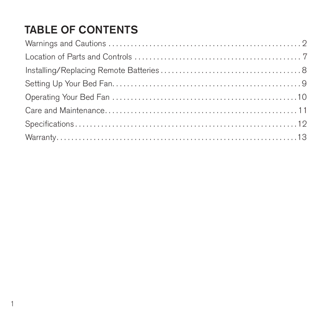 Brookstone 782019p manual Table of contents 