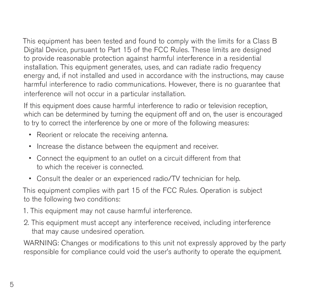 Brookstone 782019p manual FCC Information 