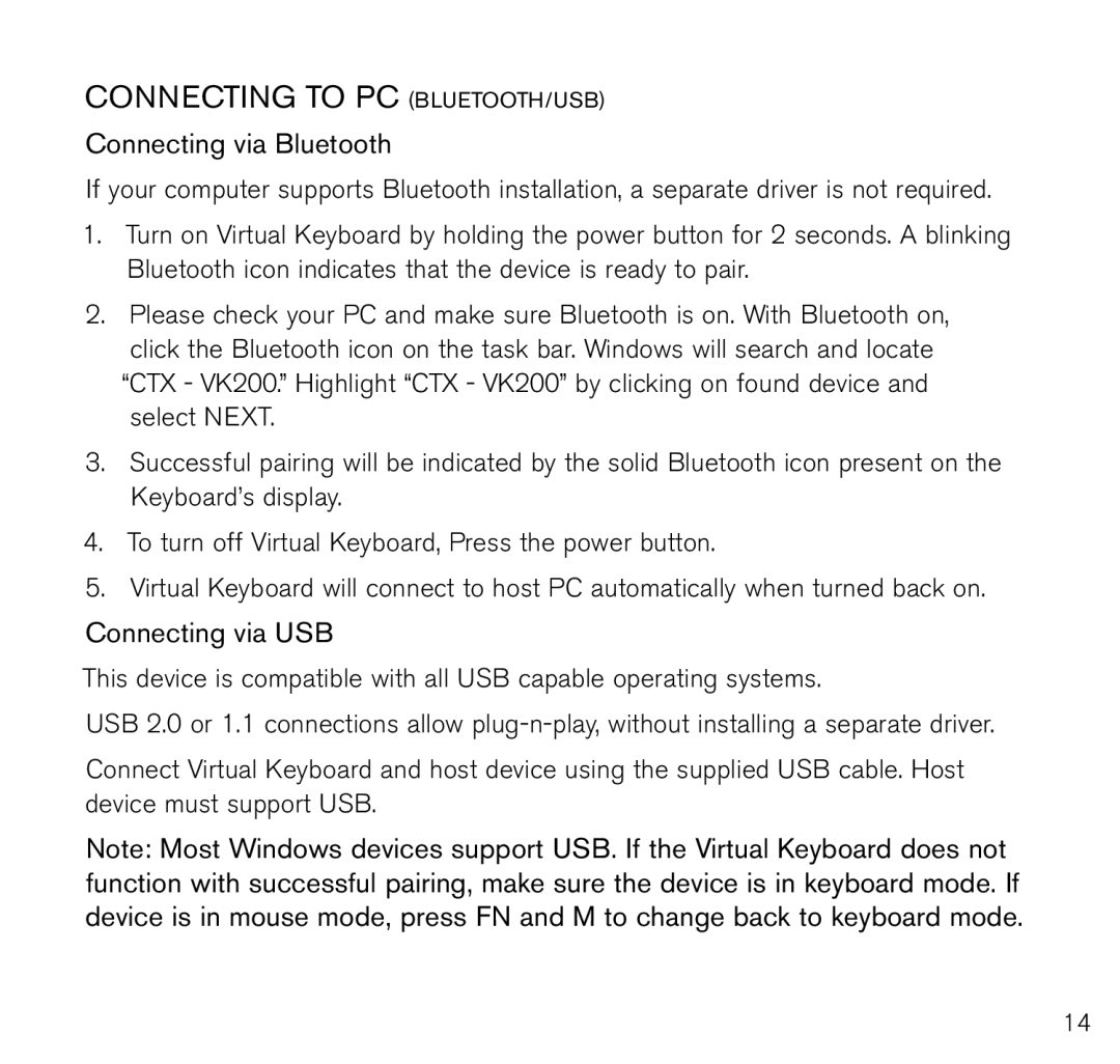 Brookstone 796246p manual Connecting to PC Bluetooth/USB, Connecting via Bluetooth 