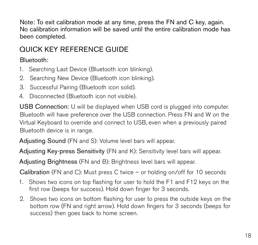 Brookstone 796246p manual Quick Key Reference Guide, Bluetooth 