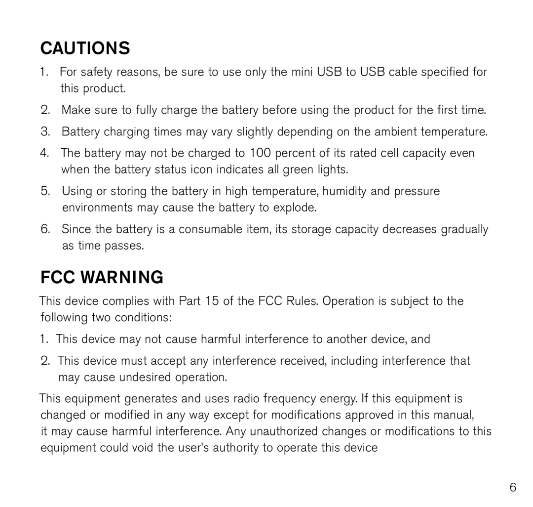 Brookstone 796246p manual FCC Warning 